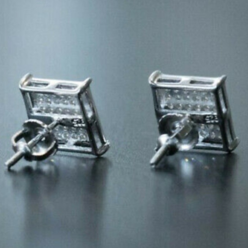 NEW Square 925 Sterling silver Stud Earrings - Picture 3 of 4